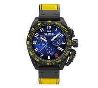 TW Steel New Canteen Mens Montre à Quartz 46 mm avec Bracelet en Caoutchouc et Calendrier de Date, Citronier, Bande