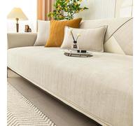 Twaynorb Funny Fuzzy Sofa Cover, Herringbone Chenille Fabric Furniture Protector Non Slip Sofa Cover 1 2 3 Seater (Beige,110 * 210cm)