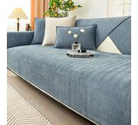 Twaynorb Funny Fuzzy Sofa Cover, Herringbone Chenille Fabric Furniture Protector Non Slip Sofa Cover 1 2 3 Seater (Grayish Blue,70 * 70cm)