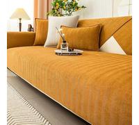 Twaynorb Funny Fuzzy Sofa Cover, Herringbone Chenille Fabric Furniture Protector Non Slip Sofa Cover 1 2 3 Seater (Khaki,90 * 160cm)