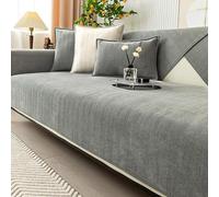Twaynorb Funny Fuzzy Sofa Cover, Herringbone Chenille Fabric Furniture Protector Non Slip Sofa Cover 1 2 3 Seater (Grey,90 * 160cm)