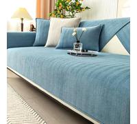 Twaynorb Funny Fuzzy Sofa Cover, Herringbone Chenille Fabric Furniture Protector Non Slip Sofa Cover 1 2 3 Seater (Lake Blue,110 * 210cm)