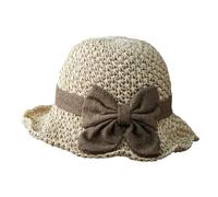 Twaynorb Women's Wide Brim Straw Hat with Elegant Bowknot - Foldable Breathable Beach Sun Hat for Summer Travel (M,Beige)