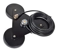 TWAYRDIO Triplex Aimant pour antenne NMO, support magnétique, base d'antenne robuste, connecteur NMO avec câble coaxial RG58 à faible perte de 5 m, prise PL259 pour antennes mobiles HF UHF CB