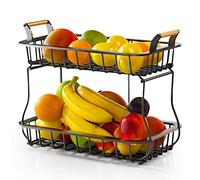 TWBEST Corbeille à fruits à 2 étages,corbeille à fruits en métal pour ranger et organiser les légumes et les fruits,garder les fruits et les légumes frais,adaptée à la cuisine ou au salon