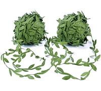 Tweal 2 Rouleaux Vignes Artificielles Ruban Feuille, Feuilles Vertes Ruban Faux Guirlande de Feuilles de Lierre pour la décoration de Mur de Mariage de Bricolage(40m)
