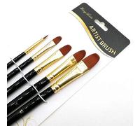 Tweal Pinceau de Peinture,5 Pièces Pinceaux de Peinture Sets Nylon Cheveux Peinture Pinceaux pour Peinture à l'huile,Aquarelle,Gouache,Acrylique,Aquarelle Acrylique-Noir