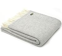 TWEEDMILL Textiles Couvre-lit 100 % pure laine vierge - Motif poisson gris argenté