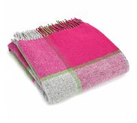 Tweedmill Textiles Plaid à carreaux 100 % pure laine vierge - Fabriqué en Grande-Bretagne - Rose, vert, gris