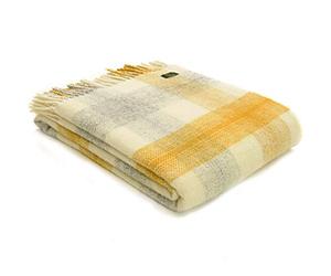 Tweedmill Textiles Plaid pour genoux Motif carreaux de prairie - 100% pure laine - Fabriqué en Grande-Bretagne - Jaune
