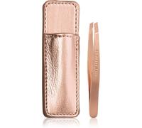 Tweezerman Mini Slant Studio Collection pince à épiler à bouts biseautés mini avec trousse de voyage Rose Gold 2 pcs