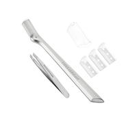 TWEEZERMAN Rasoir à sourcils avec mini pince à épiler inclinée Mini Slant Tweezer et Brow Razor Set, argenté