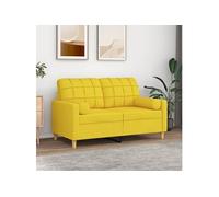 vidaXL Tweezitsbank met sierkussens 120 cm stof lichtgeel3200779 Jaune G