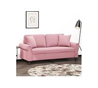Vidaxl Canapé 2 Places Avec Oreillers Décoratifs Rose 140 Cm Velours Rose