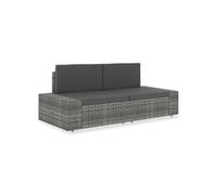 Canapé Sectionnel 2 Places Meuble d'Extérieur Sofa de Patio Canapé de Terrasse Sofa de Jardin Résistant aux Intempéries Résine Tressée Gris