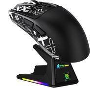 TWEH-Pixart Paw3395Pro Souris De Jeu Sans Fil/Filaire Bt/2,4 G Avec Station De Charge Rvb Et Pavé Tactile,40 000 Dpi,53 G (Noir)