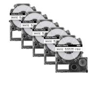 TWEJHX Ruban d'étiquettes Compatible avec Tube thermorétractable, 5 pièces, Compatible avec Labelworks LW-300 Compatible avec numéro de pièce SU5S SU5Y LK-4WBA5 LK-4YBA5(5PK Black on White)