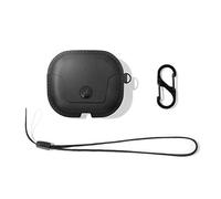 Twelve South AirSnap Gen 3 | Housse de Protection en Cuir avec Clip de prévention des pertes et Sangle de Transport en Option pour AirPods Gen 3, Noir