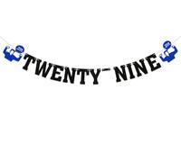 Twenty-Nine Banner - Décorations de fête d'anniversaire pour 29e anniversaire de jeune fille, I'm 29 Folks, What's Up? Décorations de fête d'anniversaire pour 29e anniversaire Noir pailleté