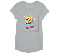 Twenty-One & Ready for Fun : Cadeau d'anniversaire 21 Ans T-Shirt, Fille, Gris Chiné, XS