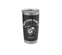 Twentynine Palms CA Tête de mort de cowboy vintage vieilli Gobelet isotherme en acier inoxydable double paroi