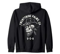 Twentynine Palms CA Tête de Mort de Cowboy Vintage Vieilli Sweat à Capuche