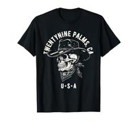 Twentynine Palms CA Tête de Mort de Cowboy Vintage Vieilli T-Shirt