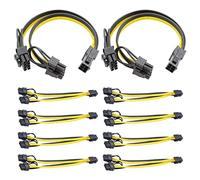 Tweovnai 10 PièCes Carte Graphique Câble d'alimentation 6 Broches Femelle à Double 8 Broches Mâle Câble Adaptateur 6 + 2 Broches Câble D'Extension pour Carte Graphique