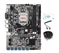 Tweovnai 12 Carte MèRe GPU B75 BTC/ETH Mining+CPU+Ventilateur+Graisse Thermique+Câble SATA 12 Emplacement USB3.0 vers PCIE1X LGA1155 DDR3 SATA3.0