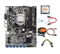 Tweovnai 12 Carte MèRe GPU B75 BTC Mining + CPU + Ventilateur + Pâte Thermique + Câble d'alimentation + Câble de Commutation 12 Emplacement USB3.0 LGA1155 DDR3 RAM SATA3.0