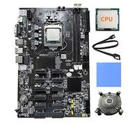 Tweovnai 12 Cartes B75 BTC Carte MèRe MinièRe + CPU + Ventilateur + Tampon Thermique + Câble SATA 12 Emplacements PCI-E vers USB3.0 LGA1155 DDR3 MSATA ETH Mineur