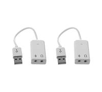 Tweovnai 3pièces 3.5mm Microphone Casque Socket USB 2.0 Carte Son Haut-Parleur Audio Adaptateur Blanc