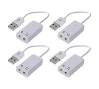 Tweovnai 4pièces 3.5mm Microphone Écouteur Prise USB 2.0 Carte Son Haut-Parleur Adaptateur Audio Blanc