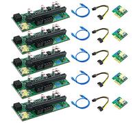 Tweovnai 5 PièCes SéRies 010-X PCIE Riser 1X à 16X Extension Graphique avec Flash LED pour GPU BTC Exploitation MinièRe Nouvelle Version Installation Horizontale