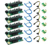 Tweovnai 6 PièCes SéRies 010-X PCIE 1X à 16X USB3.0 Carte Riser D'Extension de Carte Graphique 60Mm avec Flash LED pour GPU BTC Exploitation MinièRe Nouvelle Version
