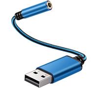 Tweovnai Adaptateur Audio USB vers Prise Casque 3,5 Mm, Carte Son StéRéO Externe pour PC, Ordinateur Portable, pour, pour Etc (0,6 Pieds, Bleu)