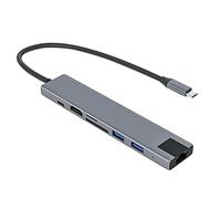 Tweovnai Adaptateur de Concentrateur USB C Concentrateur 7 en 1 de Type C avec 4K @ 30Hz Compatible + RJ45 + USB3.0X2 + PD + Station D'Extension pour Lecteur de Carte SD/TF