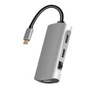 Tweovnai Adaptateur HUB USB Type C Station D' Multi-éCran vers Double Ordinateur Portable VGA Compatible Double Moniteurs Prenant en Charge L'Affichage MST