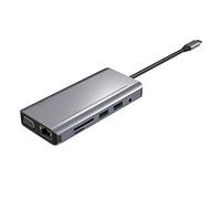 Tweovnai Adaptateur Multi-Ports USB C 11-en-1 avec RJ45 4K Compatible VGA 4 USB2.0 PD3.0 Audio 3.5Mm SD/TF Hub avec LumièRe LED