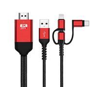 Tweovnai Adaptateur USB Type-C vers MêMe éCran Câble TéLéPhone vers MêMe éCran Câble 2M