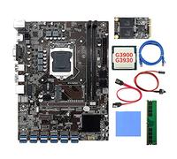 Tweovnai B250C 12 Card Mining Motherboard + CPU + 4G DDR4 RAM + 128G SSD + Pad Thermique + Câble RéSeau + Switch Line 12USB3.0 Carte MèRe GPU