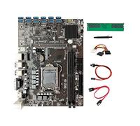 Tweovnai B250C BTC Carte MèRe MinièRe 12GPU PCIE vers USB3.0 Slot LGA1151 DDR4 4GB 2666Mhz RAM + 4PIN vers Câble SATA ETH Miner