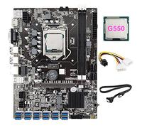 Tweovnai B75 12 Card Mining Motherboard + G550 CPU + 4PIN à 6PIN Câble d'alimentation + Câble SATA 12USB3.0 (PCIE) Slot LGA1155 DDR3 RAM SATA3.0
