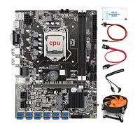 Tweovnai B75 12 GPU Mining Carte MèRe + CPU + Ventilateur + Graisse Thermique + Câble de Commutation + 2X Câble SATA 12 Emplacement USB3.0 LGA1155 DDR3 RAM SATA3.0