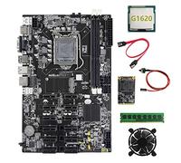 Tweovnai B75 12 PCIE ETH Mining Carte MèRe + G1620 CPU + DDR3 4 Go 1600 MHz RAM + 128 Go SSD + Ventilateur + Câble SATA + Switch Cable Miner Carte MèRe