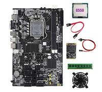 Tweovnai B75 12 PCIE ETH Mining Carte MèRe + G550 CPU + DDR3 4 Go 1600 MHz RAM + 128 Go SSD + Ventilateur + Câble SATA + Switch Cable Miner Carte MèRe
