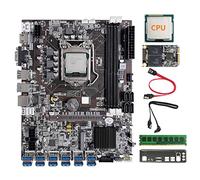 Tweovnai B75 12Card BTC Mining Carte MèRe + G530/G1630 CPU + 8G DDR3 RAM + 128G SSD + 2XSATA Câble + Lunette 12USB3.0 GPU LGA1155 DDR3 MSATA