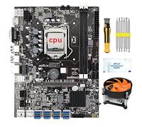 Tweovnai B75 8 GPU BTC Mining Carte MèRe + CPU + Ventilateur + Kit de Tournevis + Graisse Thermique 8 USB3.0 vers PCIE1X Slot LGA1155 DDR3 SATA3.0 Set