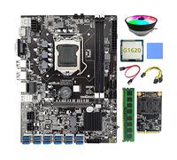 Tweovnai B75 BTC Mining Carte MèRe 12 PCIE vers USB LGA1155 MSATA SSD 128G+DDR3 4GB 1333Mhz RAM+G1620 CPU B75 ETH Miner Mining