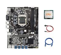 Tweovnai B75 ETH Carte MèRe MinièRe 8XPCIE Adaptateur USB + CPU + Câble RéSeau RJ45 + Câble de Commutation LGA1155 MSATA B75 Carte MèRe Mineur